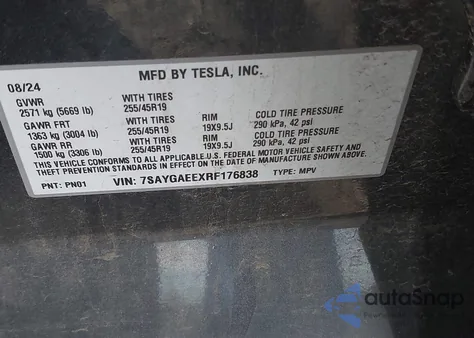 2024 Tesla Model Y Long Range Dual Motor All-Wheel Drive from USA, damaged, VIN 7SAYGAEEXRF176838